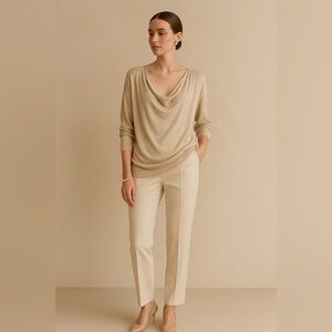 90s Diane Von Furstenberg Silk Blend Lightweight Knit Neutral Top Size Small